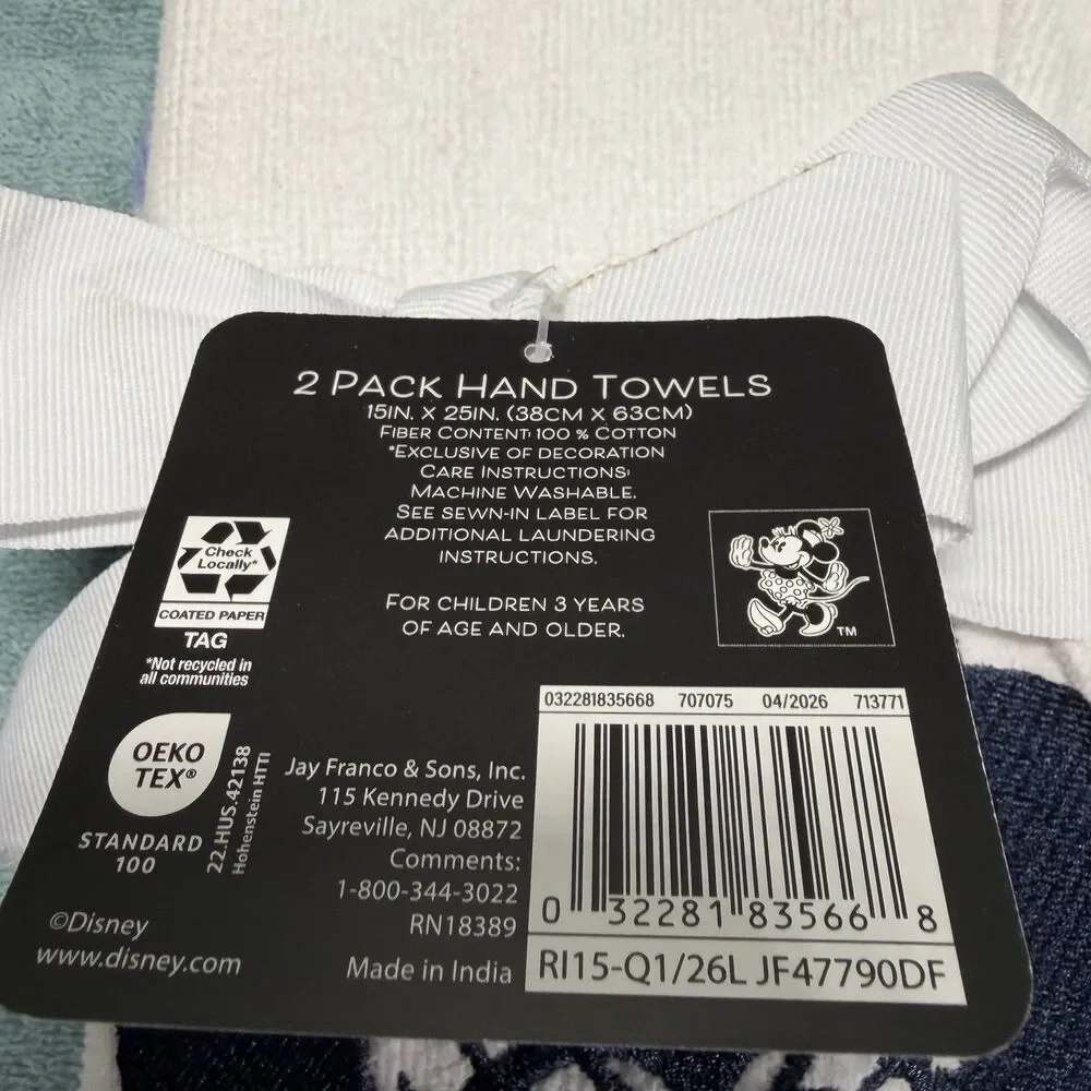 Disney Minnie Mouse Kitchen Towels 2 Pack • Embroidered & Patterned • Cotton •
